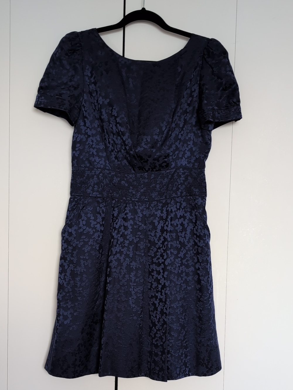 Marc By Marc Jacobs Silk Navy Textured Fit-and-Flare  Dress